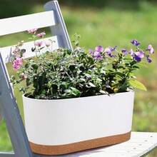 Set 2 macetas rectangulares de riego automático 16" Macetas largas para Ventana y Exterior Drenaje Mejorado y depósito de Agua para Plantas de Interior y jardín Blanco - Blanco - Ver 5