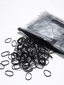1000pcs Disposable Practical Minimalist Small Hair Ties, Suitable For Girls, Bird Bag - Black - View 7