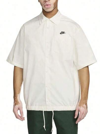  Nike 休閒襯衫百搭純色日常男款 風帆白