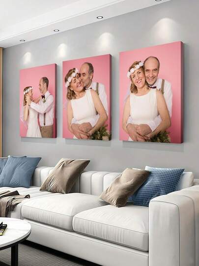 3pcs/Set Customized Canvas Wall Art, Personalized Unframed Poster, Cozy Framed Canvas Painting, Ideal For Mother's Day, Room Decor, Wedding Memento, Mother's Day/Father's Day Gift, Personalized Commemorative Gift, Suitable For Wedding, Mother's Day, Father's Day, Graduation, Birthday, Room Decor, Customizable, Bedroom Decor, Customized Gift, Picture, Photo, Framed Wall Art, Best Friend Gift, Family Gift, Birthday Gift, Gift For Boyfriend, Girlfriend, Family, Lover, Friend
