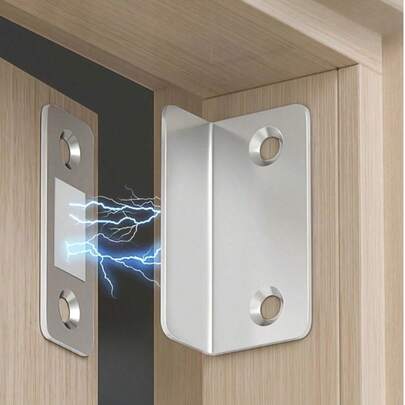 2pcs/1 Pair Strong Magnetic Locks, Alloy Magnetic Cabinet Locks, Comfortable Seamless Installation Without Drilling, Suitable For Cabinets, Wardrobes, Sliding Doors, Home Decor Hardware, Easy Installation, Compact And Efficient Design