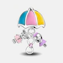 1Pc 925 Sterling Silver Sisters Umbrella Pendant Fit Bracelet Necklace Bead DIY Jewelry Making Gift For Friend - Gather - View 12