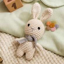 Handmade Gray Scarf With Rabbit Rattle, Soft Knitted Toy, Suitable For Infants And Children, Perfect Gift For Christmas, Halloween, Thanksgiving - Multicolor - View 9