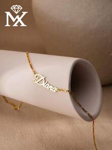 Personalized Gold Name Necklace, Comes With Any Necklace, Customized Name Necklace, Personalized Nameplate Necklace, Customized Gift For Her, Christmas Gift - Multicolor - View 7