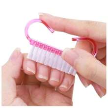 4pcs Pink Professional Nail Art Brush Set, Including 2 Angled Dust Brushes And 2 Handle Dust Brushes, Suitable For Nail Cleaning And Nail Design - Pink - View 3