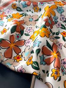 1条手帕 素色 女士颈巾 小披肩 围巾 头巾 方形发带 头巾 - 黃邊 - 查看 4