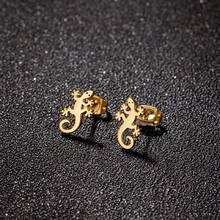 1 Pair Stainless Steel Lizard Stud Earrings Fashion Gecko Cocktail Earrings Women Wedding Jewelry - GED702 - View 3