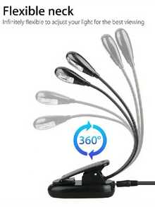 1 pezzo Lampada da lettura regolabile a 2 braccia con 4 LED - Lampada da scrivania portatile a batteria con braccio flessibile, ideale per viaggi e camera da letto, design elegante nero, lampada da comodino - Bicefalo - Visualizzare 5