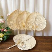 11.02 Inch/14.96 Inch Handmade Peach-Shaped Bamboo Folding Fan, Suitable For Summer Use, Artistic Fresh And Minimalist Creative Ultra-Light Bamboo Handheld Fan, Green - B - View 2