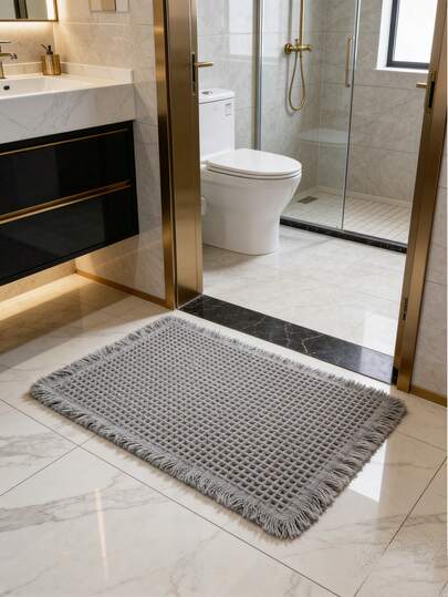 1 件防滑浴室垫，加厚家用浴室装饰地毯，采用超柔软超细纤维制成，可机洗，柔软舒适，吸水性强，适用于浴缸、淋浴房、浴室、户外地毯、门垫、厨房垫。