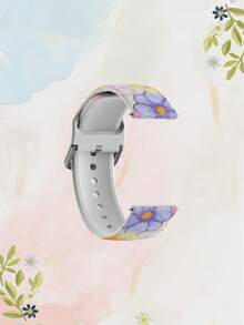 Tali Jam Tangan Universal Motif Bunga Warna-warni 20/22mm, Kompatibel dengan Smartwatch dan Honor - Tali Permukaan Silikon, Kompatibel dengan GT2/GT3, Watch 3/Galaxy - MultiWarna - View 3