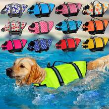 Paw Print Dog Life Jacket (With Safety Strap) - Reflective Pet Life Vest With Hook, Handle And Quick Release Buckle, Blue And Pink Dual Color Fun Bone Pattern - Dog Safety Swim Suit Pet Supplies - Multicolor - View 1