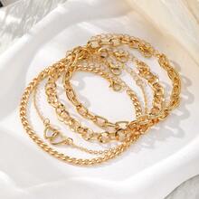 VKME 4 件金属材质链条，双心形锁链，脚链套装，适合夏季休闲佩戴。 - XH92821647 - 查看 6