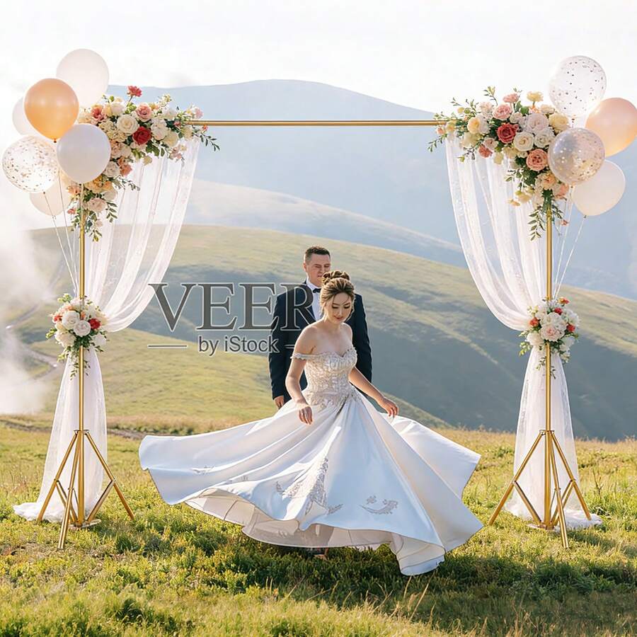 6.5 X 10ft Photo Video Studio Backdrop Background Stand Adjustable Heavy Duty Photography Backdrop Support Stand Set With Carrying Bag Clamps - Vàng - Xem 1