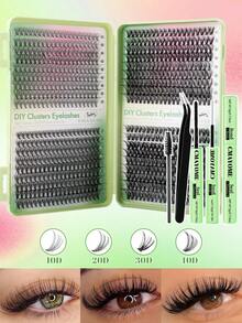 Bộ 720/640/621 bộ keo dán mi giả tự làm, bộ nối mi giả hình chữ D, bao gồm các độ dày 10D, 20D, 30D, 40D, 50D, 60D, 80D, 100D, 120D, 150D. - Màu xanh chanh - Xem 14