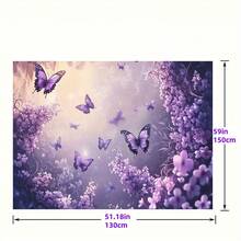 2D Flat  1 Piece Dreamy Floral Wall Tapestry |   Bright Purple And Blue Butterflies With A Glowing Effect, Made Of Polyester Fabric, Decorating Living Rooms, Offices, Or Parties, Available In Various Sizes (59x39, 51.18x59) - 多色 - 查看 4