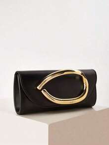 Cartera de embrague de unicolor vintage retro, bolso de mano a juego con todo, bolso de mujer de PU elegante, y para boda, fiesta, baile de graduación, cena, bolsos de embrague de moda para mujer - Negro - Ver 7