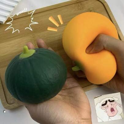 新款日式慢回弹南瓜玩具，学生减压挤压玩具