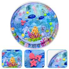 Baby Water Play Mat, 100cm, Dolphin Seal Pattern, Inflatable PVC Round Play Mat, Cushion, Gift For Children, 1. - Deep Blue - View 7