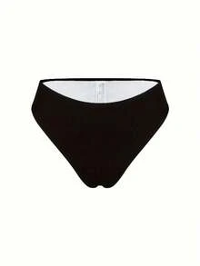 3pcs/Set Women Bikini Set With Sarong Skirt, Tied Waist Slim Fit Swimwear Vacation Beach Black - Black - View 5