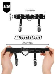1PC Harness Garter Set Rivet Heart Garter Lace Garter Leather Thigh Ring Punk Gothic Butterfly Garter Belt Adjustable Leg Garter - As Shown - View 7