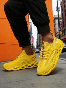 Men's Fashion Yellow Sport Shoes Modern Design EVA Midsole Lightweight Sneakers For Streetwear And Active Lifestyle - 黃色 - 查看 2