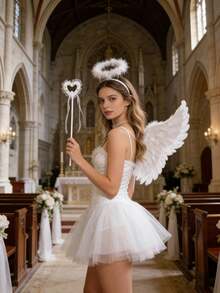 Một bộ cánh thiên thần màu trắng được làm từ lông vũ tự nhiên, hoàn hảo cho trang phục thiên thần trong dịp lễ hội, chụp ảnh, biểu diễn sân khấu và đạo cụ nhập vai. - Nhiều màu - Xem 7
