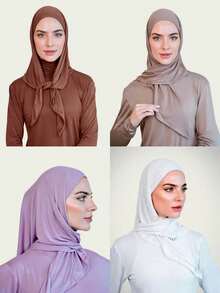 1pc Premium Instant Triangle Hijab, Crystal Linen Material, Self-Tie Design, Quick Wrap Without Slipping, No Undercap Needed, Suitable For Daily Wear, Prayer, And Outings - Triangular Scarf - View 2