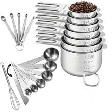 1 Set Stainless Steel Measuring Cup And Spoon Set, Baking Tools Coffee Bean Scoop With Measurement Markings, Suitable For Dry And Liquid Ingredients, For Dishwasher, Cooking And Baking Kitchen Gadgets - Multicolor - View 14