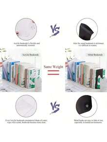 2 cái chặn sách bằng acrylic, đơn giản, trong suốt, chống trượt, dùng để sắp xếp sách trên kệ, bàn làm việc, cho học sinh, trường học, văn phòng. - Hình chữ nhật - Xem 5
