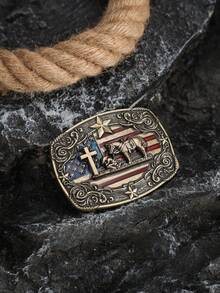 1 件西部风格真皮皮带扣，雕刻马匹金属扣，优雅复古“成功唾手可得”设计 - 西部皮帶扣 - 查看 6