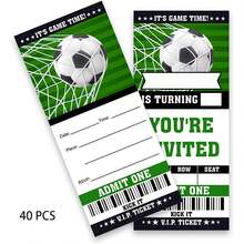 20/40 Pcs Soccer-Themed Birthday Party Invitations, Fillable Soccer Invitation Cards Suitable For Boys And Girls' Birthday Parties - A - View 10