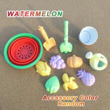 Set di giocattoli da spiaggia a forma di anguria - Forma carina a forma di frutta, materiale PP durevole, adatto per giochi all'aperto e divertimento in spiaggia, inclusi secchio pieghevole, pala e rastrello, design divertente, set di giocattoli da spiaggia in plastica durevole - Multicolore - Visualizzare 12