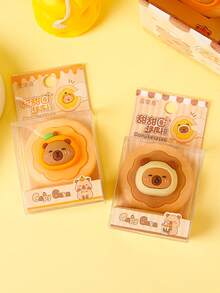 1pc Random Cute Capybara Donut Shaped Eraser, Fun Detachable Useful Cartoon Capybara Eraser - Round - View 1
