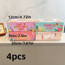4件套母亲节礼品盒，尺寸分别为20*12*7厘米（饼干/糖果盒）、22*15*7厘米（蛋糕盒）、花形贺卡、透明窗口甜点盒，适合节日派对，可装甜甜圈、迷你蛋糕、糕点、糖果等。 - 紙本 - 查看 14