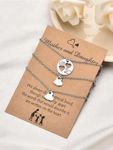 Family Jewelry Gift Set Heart Pendant Necklace For Mom And Daughters Mothers Day Special Sentimental - A - View 9