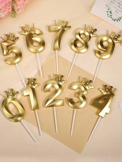1 pieza Vela con números de corona colorida y creativa, vela decorativa de fiesta de colores