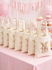 5/10pcs Mini/S/M/L Size Reusable Cute Rabbit Bow Heart Pattern Canvas Gift Bags Party Favor Bags Set, Birthday Party Kids Theme Party Gift Bags Baby Shower Back To School Graduation Party Theme Party Thanksgiving Christmas Anniversary Party Gift Packaging Bags Essential - View 8