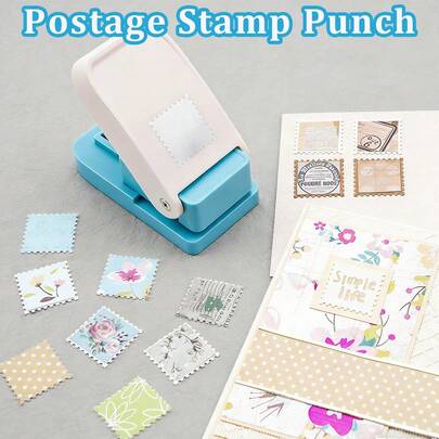 1x1inch Square Postage Stamp Punch, Stamps Shaped Paper Punch, Lever Paper Punches For Crafting,Craft Cutter Hole Puncher For Scrapbooking Journaling Card Making