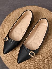 Women's Pointed Toe Slip-On Shoes, Casual Dress Shoes For Party, Spring/Summer, Black, Versatile For Daily Wear & Outdoor Activities - Black - View 5
