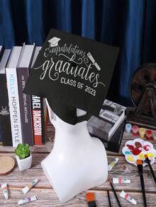 1 pièce/5 pièces Toque de graduation noire 2026 avec gland, chapeau pour adulte avec impression par sublimation, bord élastique, réglable mat unisexe pour cérémonie de remise de diplôme de bachelier ou de master - A - Voir 6