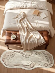 DAJIANG 1 件装米色不对称波浪边羊毛地毯，适用于浴室、厨房、户外、室内、走廊、卧室、客厅、床边，可机洗，易于清洁，底部防滑，适合卧室装饰、浴室装饰、房间装饰、户外装饰 - 彩色 - 查看 5