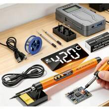 1 Set de Soldador Mini Ajustable de Temperatura, Soldador Portátil Recargable por USB para Reparación de Electrodomésticos, Joyería, Proyectos DIY - Incluye Soldador, 3/1 Puntas de Soldadura, Soporte, Resina, Caja de Almacenamiento - Multicolor - Ver 2