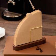 1 pieza Soporte vertical de madera para filtros de café, caja de almacenamiento a prueba de polvo, estante universal para filtros, organizador de accesorios de café para el hogar/oficina, apto para filtros cónicos y redondos, diseño minimalista - Multicolor - Ver 4