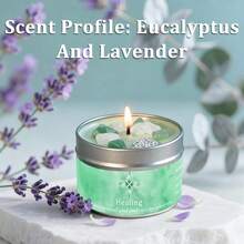 EVODUCK Candles Scenteds | Lavender & Eucalyptus 3oz Scented Soy Wax Candle With Green & White Crystal | For Deep Focus, Meditation, Yoga & Reading | Valentine's Day, Birthdays Gift | With Guidance Card - Crystal Candles - View 10