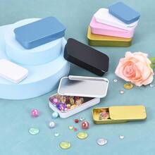 1pc Metal Tin Can With Lid, Small Metal Box 6 X 3.4 X 1.1 Cm, Suitable For Small Items - Gold - View 3