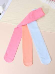 3 Paar Mädchen Einfarbige Strumpfhosen, UPF 50+ physikalischer Sonnenschutz Strumpfhosen, Tanzsocken, Bonbonfarben, hochdichte Strickware, dehnbar, dünn & hauteng, Sommer - Verschiedenfarbig - Übersicht 5