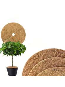 3 miếng đệm tròn bằng lá dừa, dùng để bảo vệ chậu cây và che phủ rễ, miếng đệm phẳng bằng lá dừa, dụng cụ làm vườn, lớp phủ giữ ẩm cho đất trồng cây trong chậu và bảo vệ thân cây. - tròn - Xem 6
