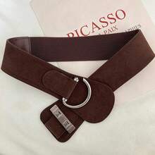 1pc Women's Suede Wide Belt, New Retro Versatile Niche Premium Elastic Waist Cincher, Suitable For Daily Wear - Multicolor - View 10