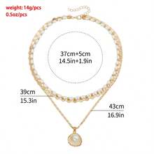 1 pieza Collar de estilo océano de verano con concha y perla falsa, adecuado para el uso en la playa y viajes de mujeres - Multicolor - Ver 3